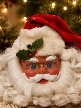Vintage Christmas Santa Musical Head Wall Door Tree Hanging